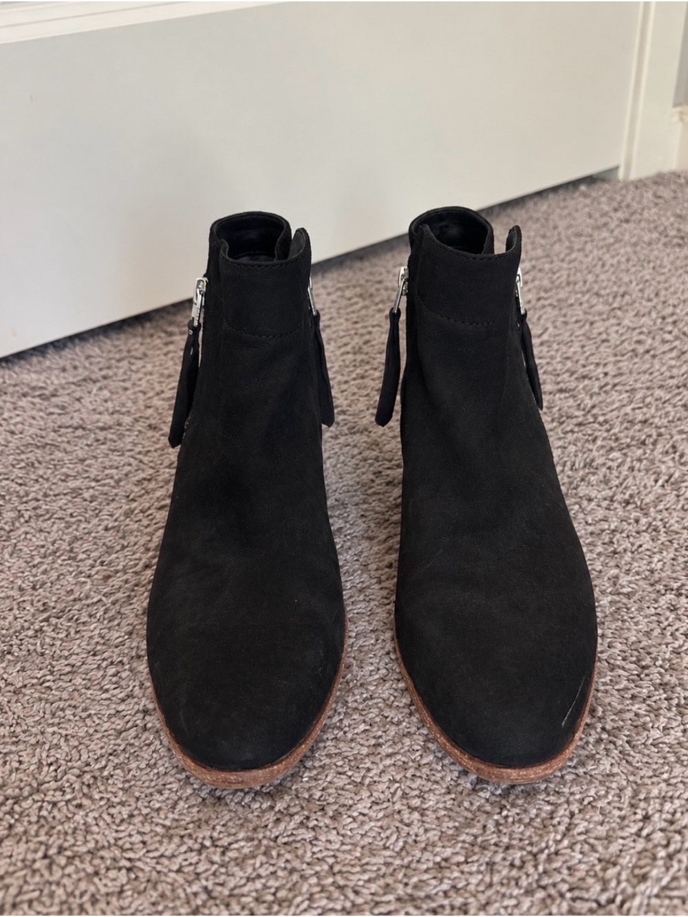 Sam Edelman Black Suede Ankle Booties with Side Zips